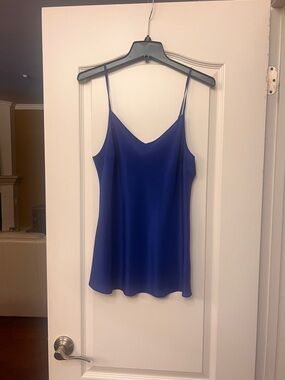 J Crew 100% Silk Adjustable Strap Cami - Royal Blue, Size M